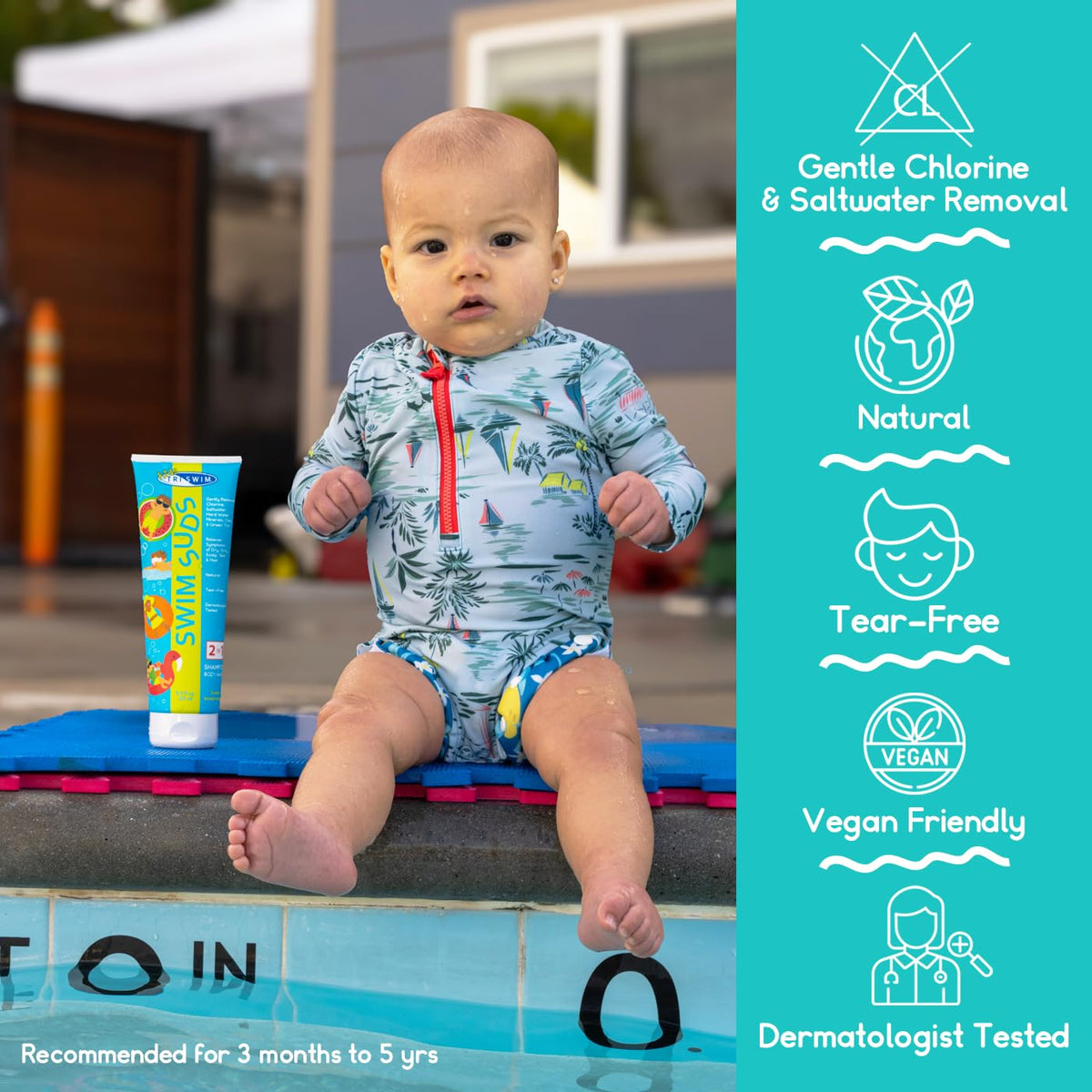 TRISWIM Kids Swim Suds sweet watermelon scent makes bath time refreshing.
