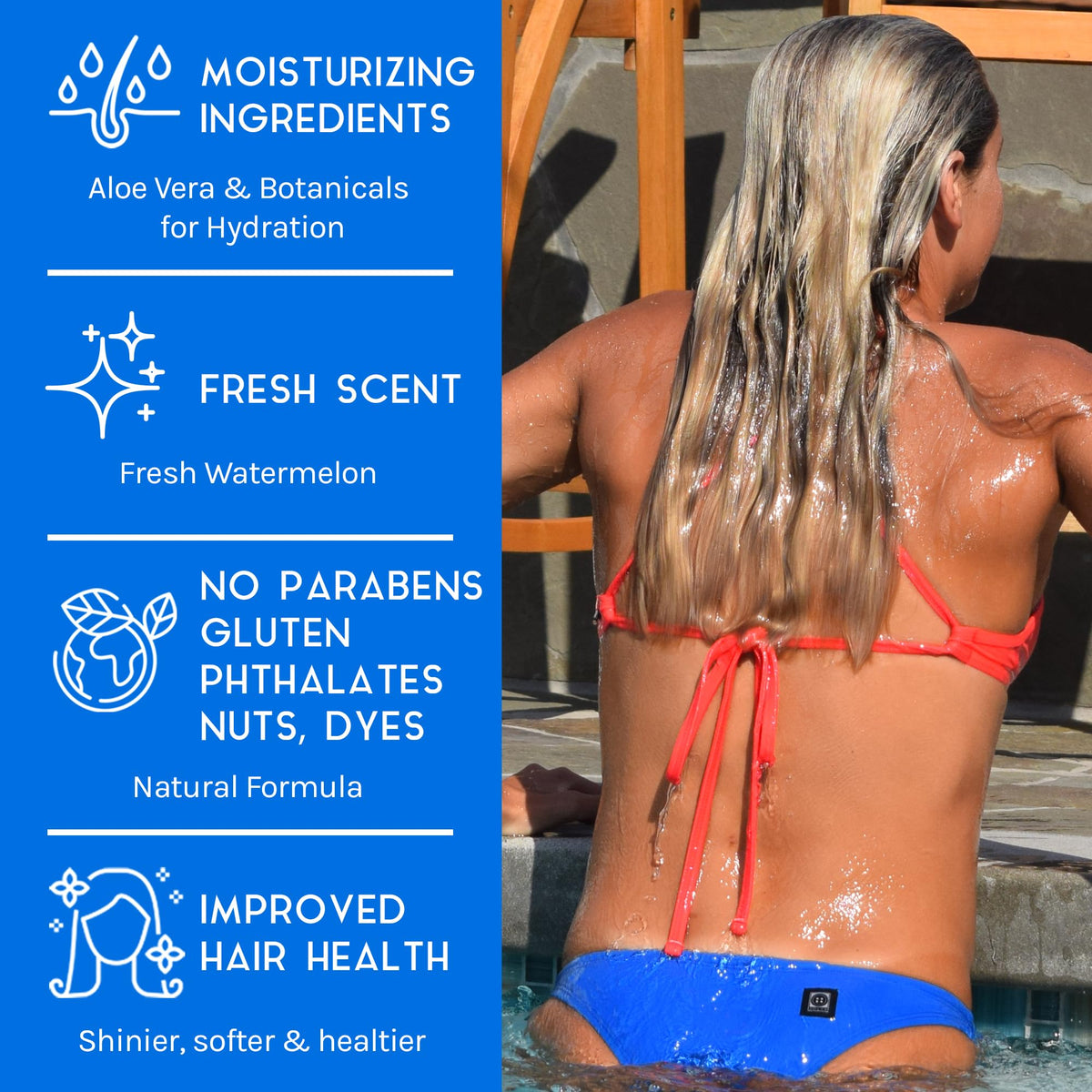 TRISWIM helps remove copper deposits that can tint hair.