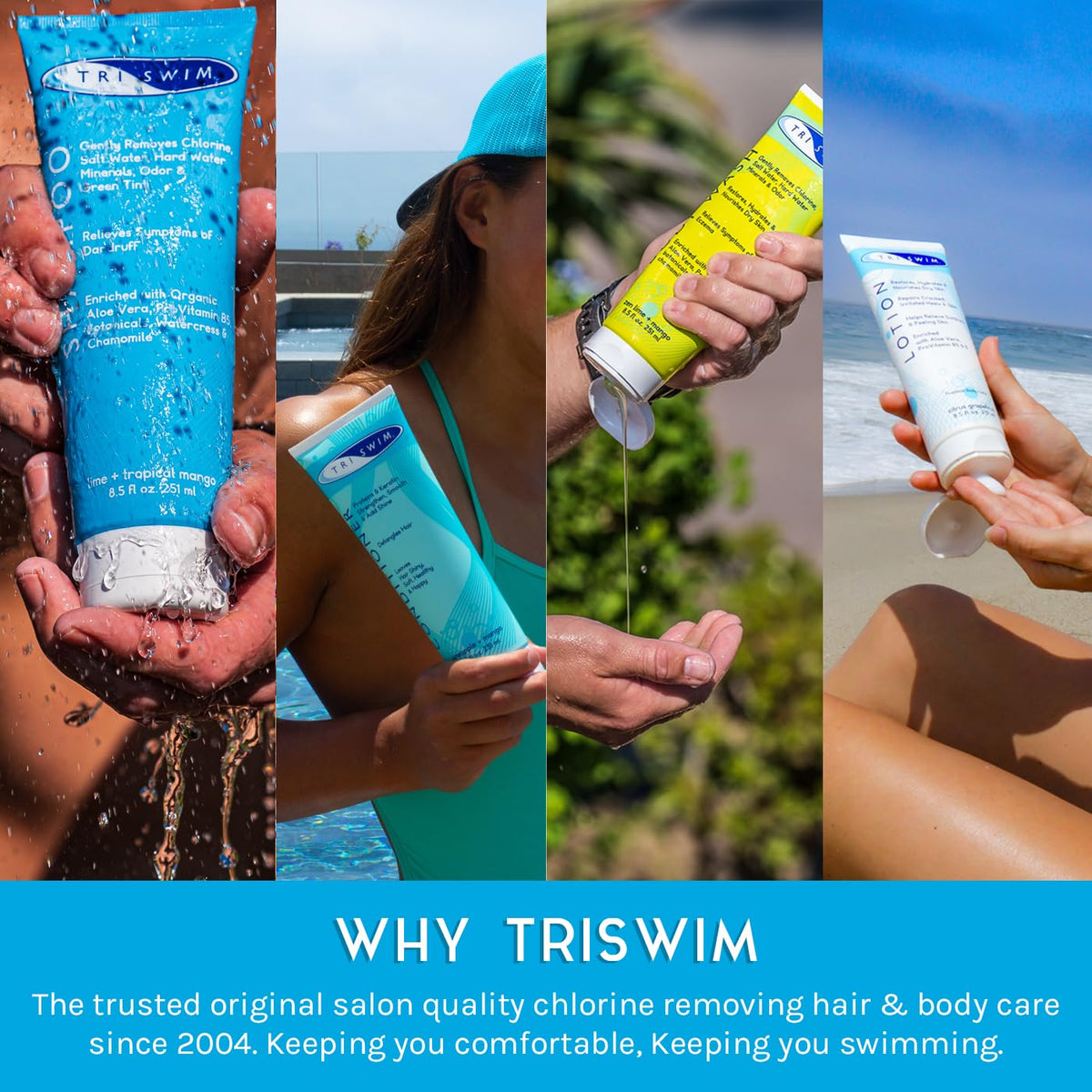 TRISWIM swim-care-set-display showcasing all four products for convenience