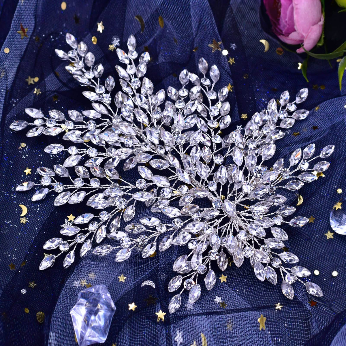 TRiXY bridal hair piece shows crystal details for secure, comfortable wear