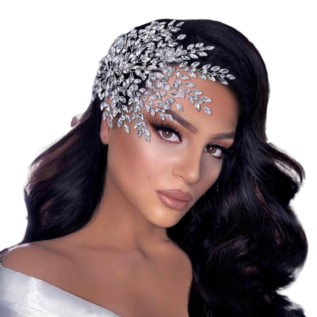 TRiXY wedding headband with silver rhinestones adds elegant sparkle for brides