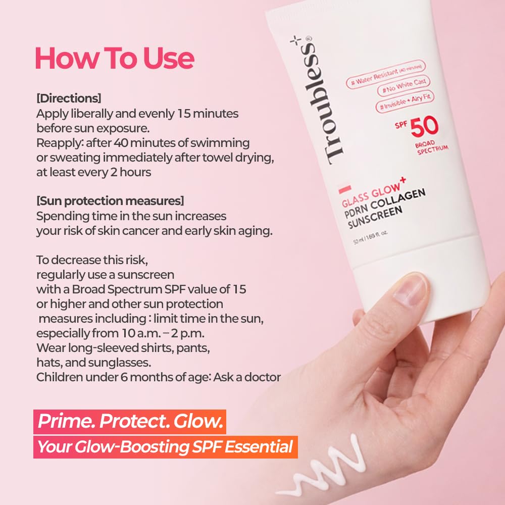Troubless Glass Glow SPF 50 leaves a fresh, glass-like radiance on skin