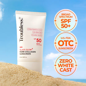 Troubless Glass Glow SPF 50 delivers a transparent finish across diverse skin tones