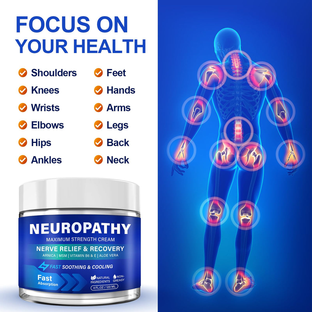 TRPLKJE Neuropathy Cream Arnica ingredients offer natural soothing support.