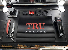 TRU BARBER Organizer Mat multipurpose design fits barber, kitchen, and coffee station needs.