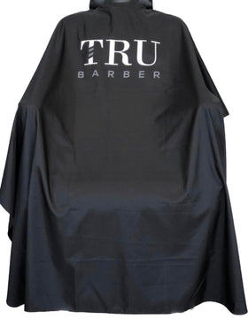 TRU BARBER silicone neck cape close-up showing comfortable neck seal and water protection