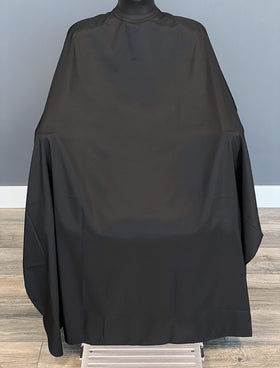 TRU BARBER silicone neck cape front view for comfortable coverage in black