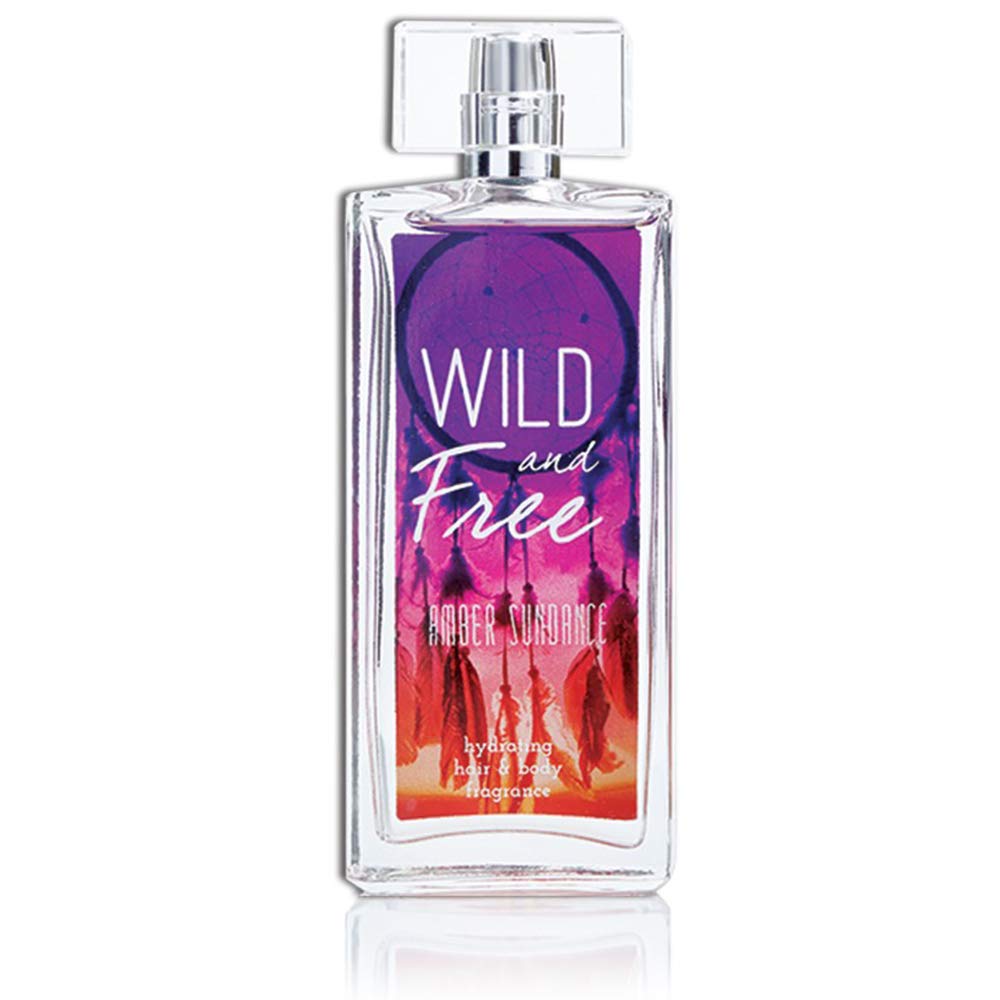 Tru Fragrance Beauty Amber Sundance bottle highlights hydrating fragrance for skin and hair.