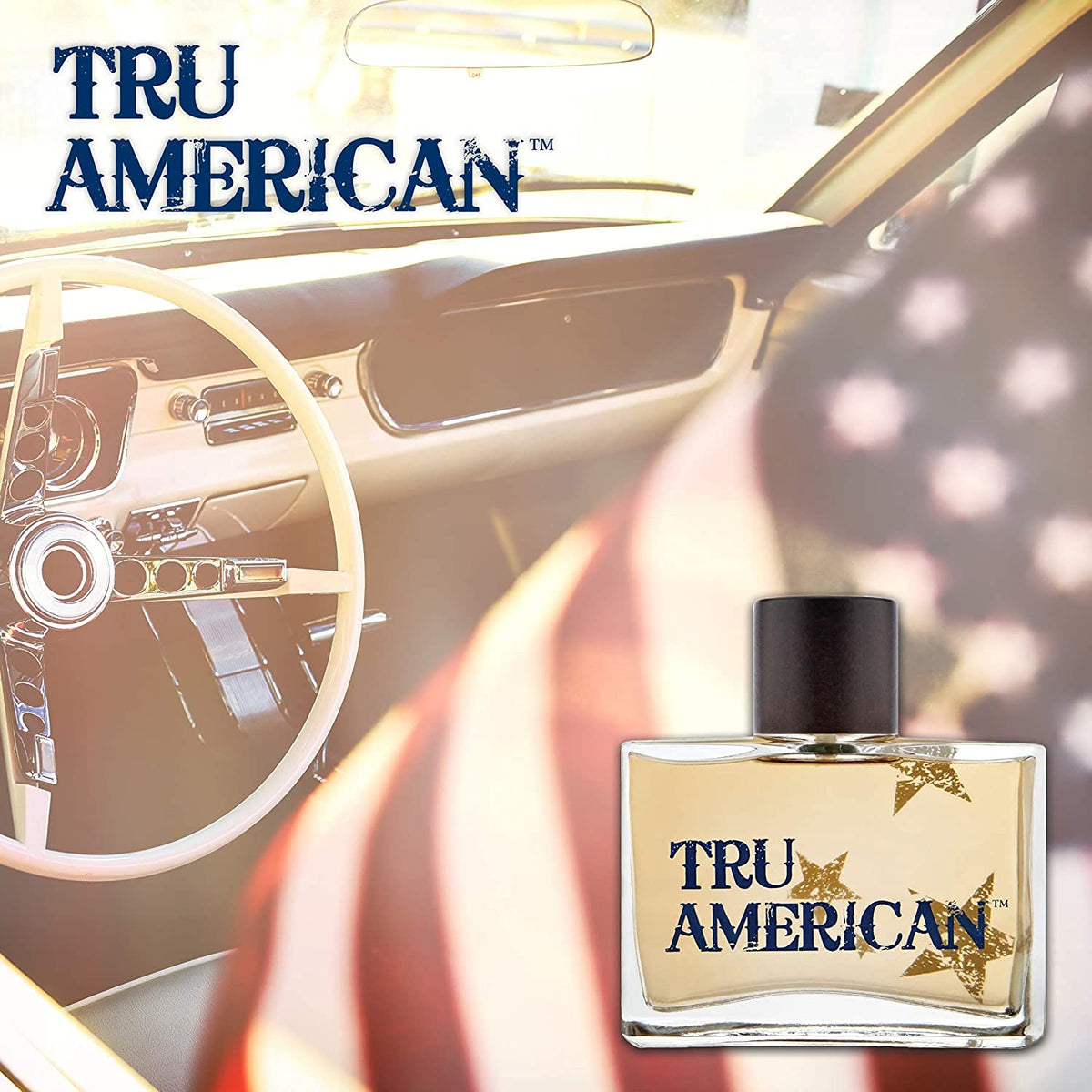 Gift-worthy packaging box for Tru Fragrance Beauty American Men's Cologne.