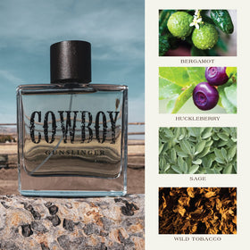 Tru Fragrance Beauty Tru Western Gunslinger leather note close-up, rugged character.