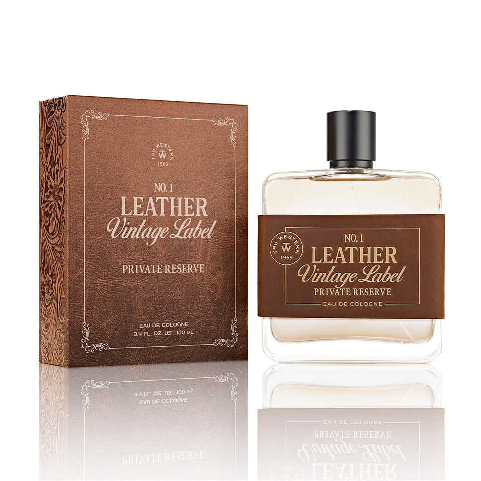 Tru Fragrance Leather No. 1 private reserve bottle on a clean surface for daily wear.