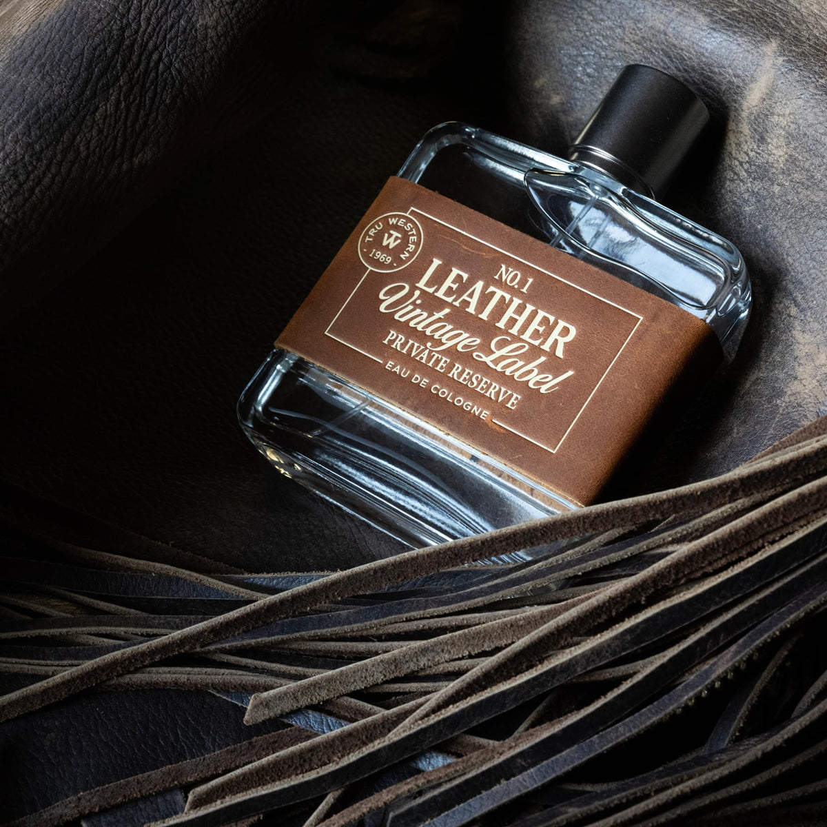 Tru Fragrance Leather No. 1 sun-aged leather texture showcasing warm, rugged character.