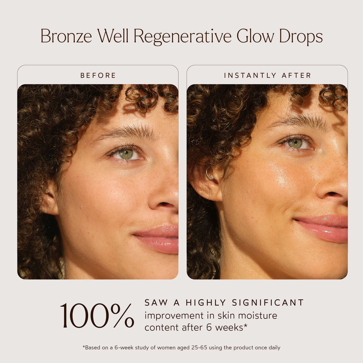 True Botanicals Bronze Well Regenerative Glow Drops dropper releasing nourishing oil for a warm, subtle glow.