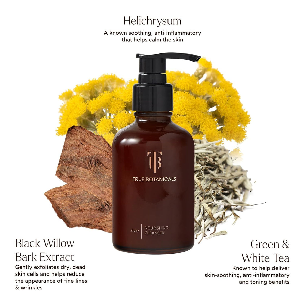 True Botanicals Clear Nourishing Cleanser foaming-lather on skin, refreshing cleanse without over-drying.