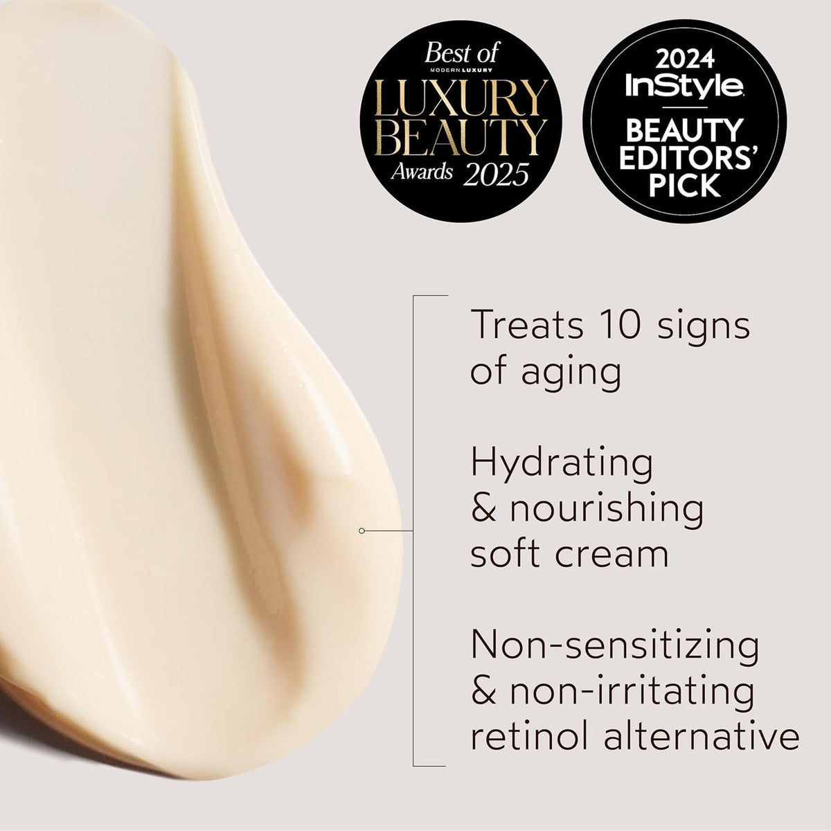 Closeup of Phyto-Retinol cream texture highlighting silky, soothing finish