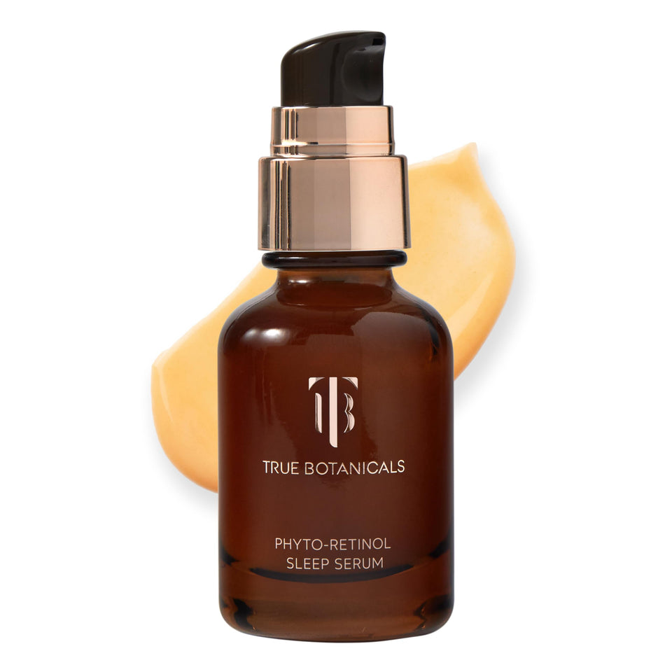 True Botanicals Phyto Retinol Sleep Serum bottle highlights clean formula for gentle anti-aging.