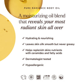 Applying True Botanicals Pure Radiance Body Oil on damp skin for softness