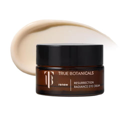 True Botanicals Resurrection Radiance Eye Cream bottle highlighting brightening formula