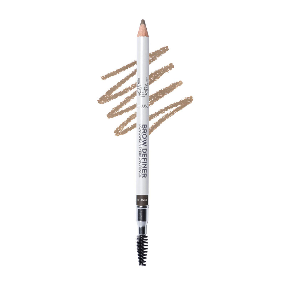 True Luscious Brow Definer Pencil Blonde showing precise brow strokes for natural definition.