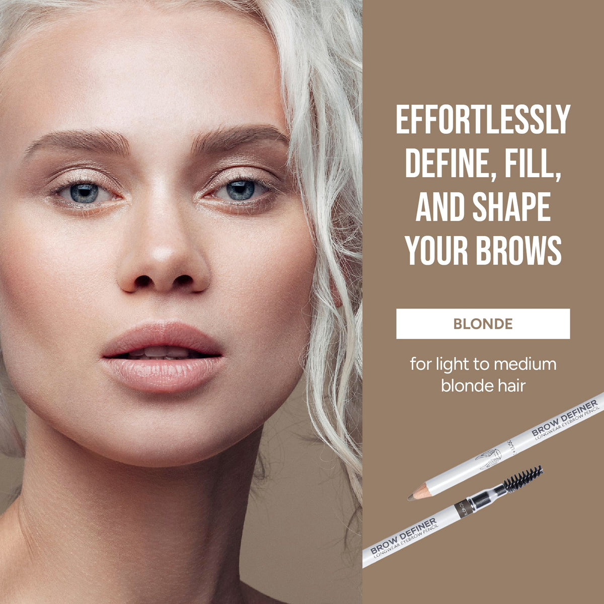 True Luscious Brow Definer Pencil Blonde with organic Jamaican castor oil conditions brows.