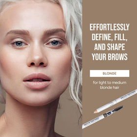 True Luscious Brow Definer Pencil Blonde with organic Jamaican castor oil conditions brows.
