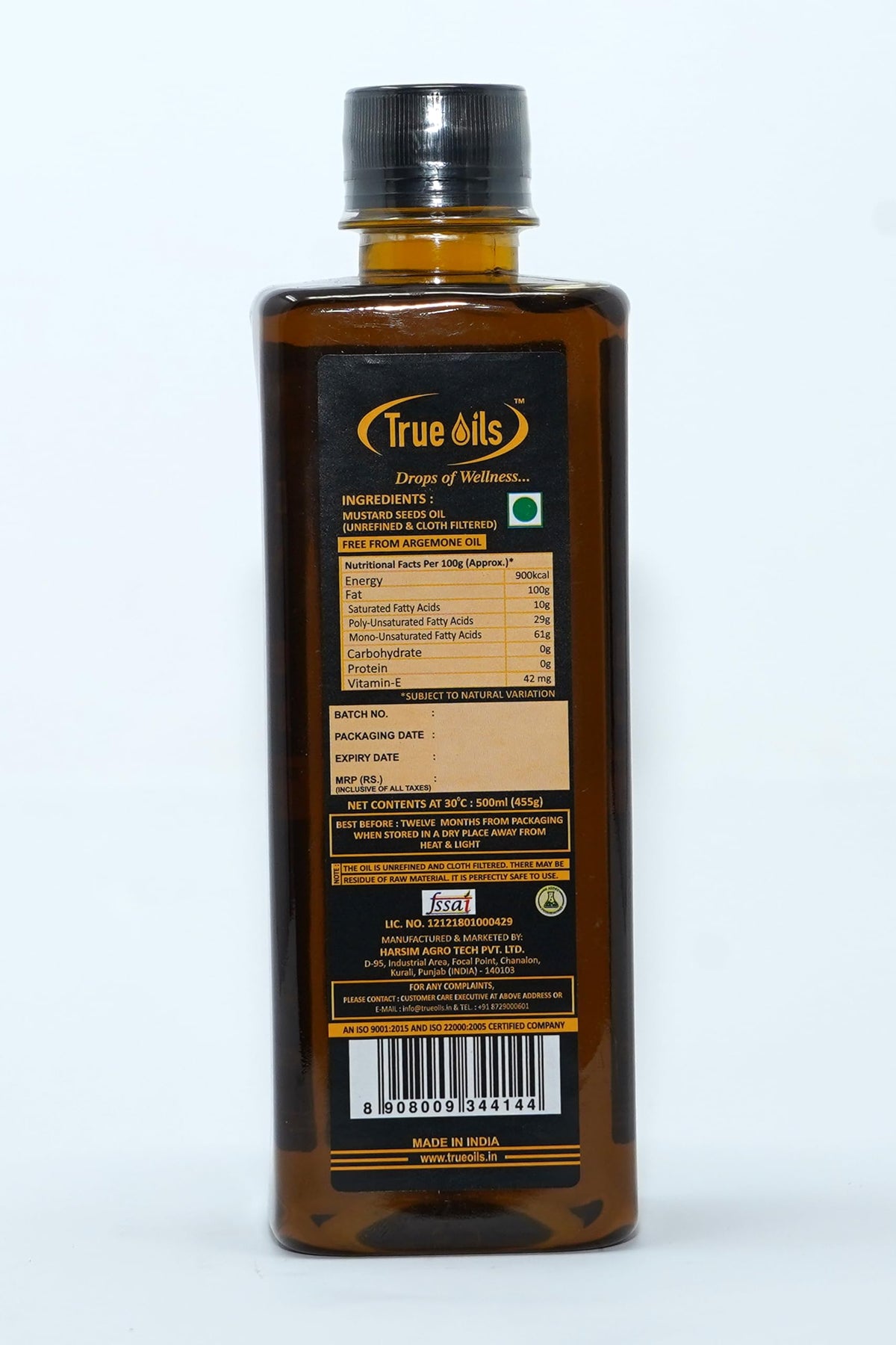 True Oils mustard oil body massage application, soothing and nourishing for skin