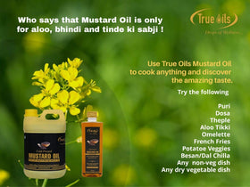 True Oils mustard oil for hair care, supports scalp health and moisture