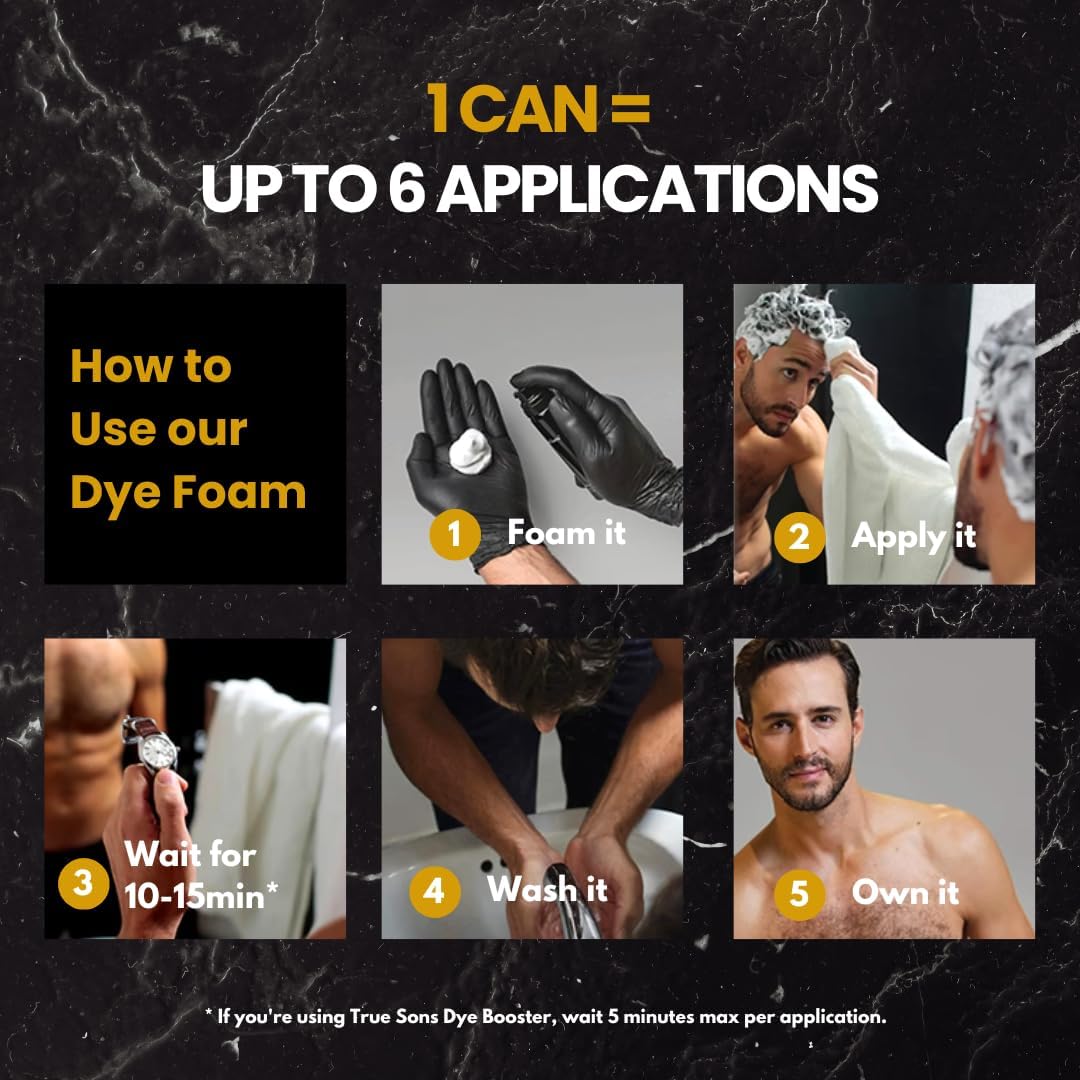 True Sons Hair Dye Foam beard dye use for cohesive facial hair color
