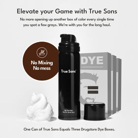 True Sons Hair Dye Foam with Dye Booster included for customizable shade intensity