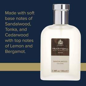 Truefitt & Hill Sandalwood Cologne on a grooming shelf for everyday elegance.