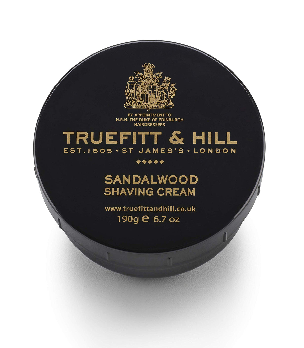 Close-up of creamy lather in Truefitt & Hill sandalwood shaving cream bowl
