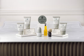 Spa-like shaving prep with Truefitt & Hill oil and premium scent.