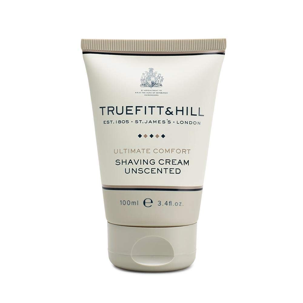 Truefitt & Hill Ultimate Comfort Shaving Cream Tube closeup highlighting smooth glide.