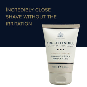 Truefitt & Hill Ultimate Comfort Shaving Cream Tube with creamy lather application.