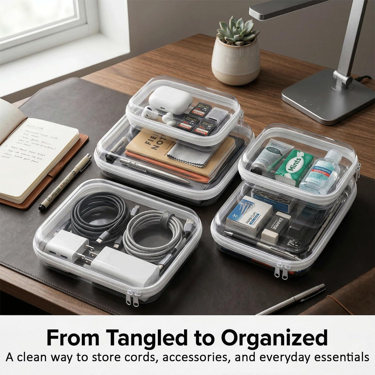 TRUEVALE 6-pack large clear shell case protects makeup and skincare bottles