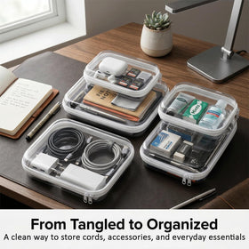 TRUEVALE 6-pack large clear shell case protects makeup and skincare bottles