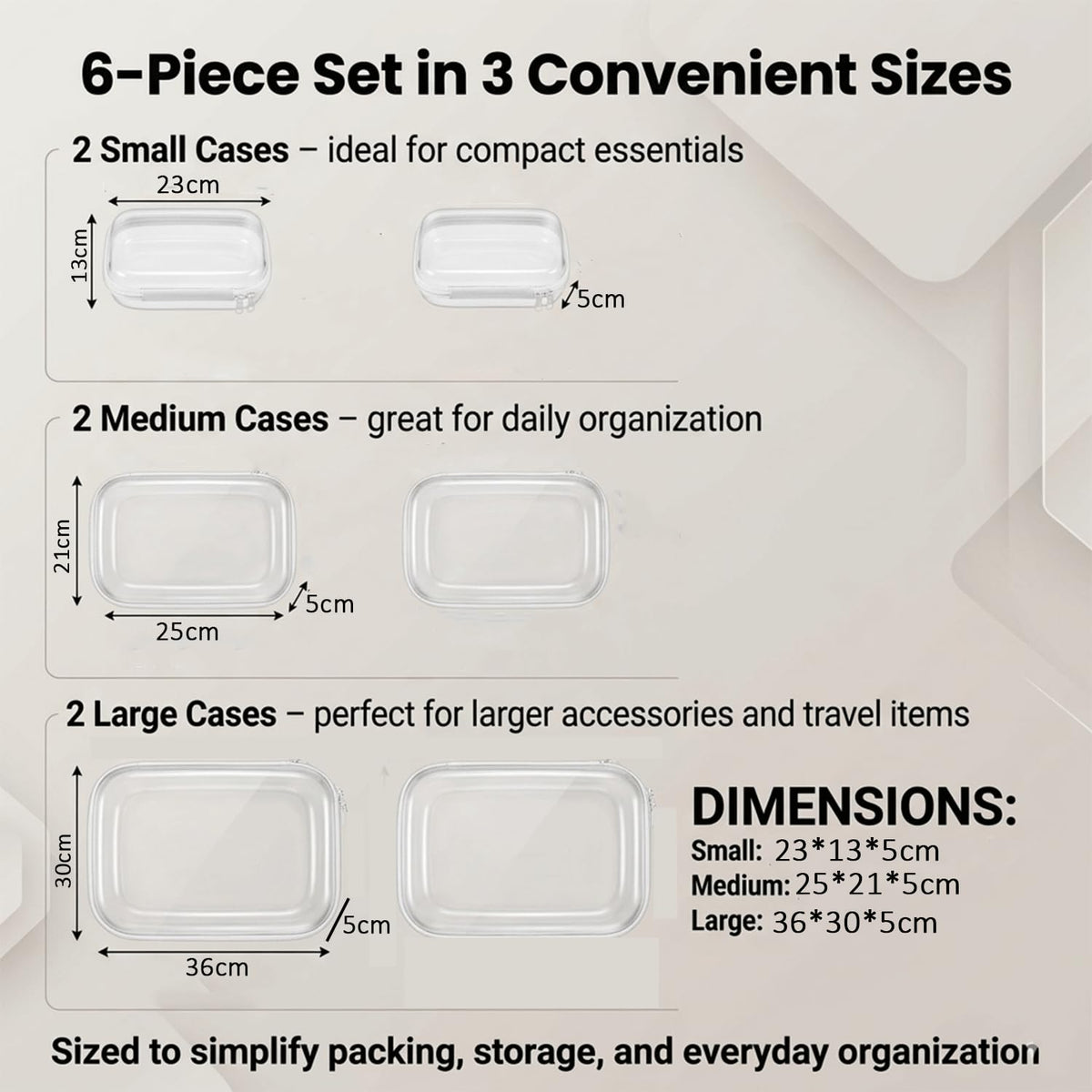 TRUEVALE medium clear shell case ideal for cables and chargers on the go