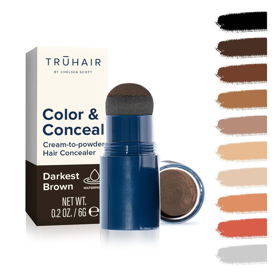 Truhair Color & Conceal waterproof root touch up cap design for mess-free application