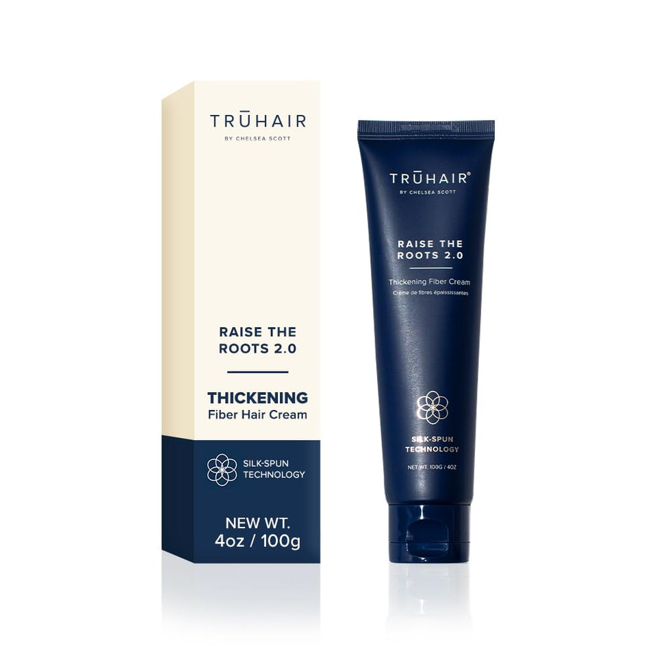Truhair Raise The Roots bottle showing instant volume for fine hair