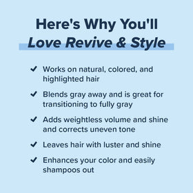 Truhair Revive and Style Color Mousse swatch on hair demonstrates natural coverage.