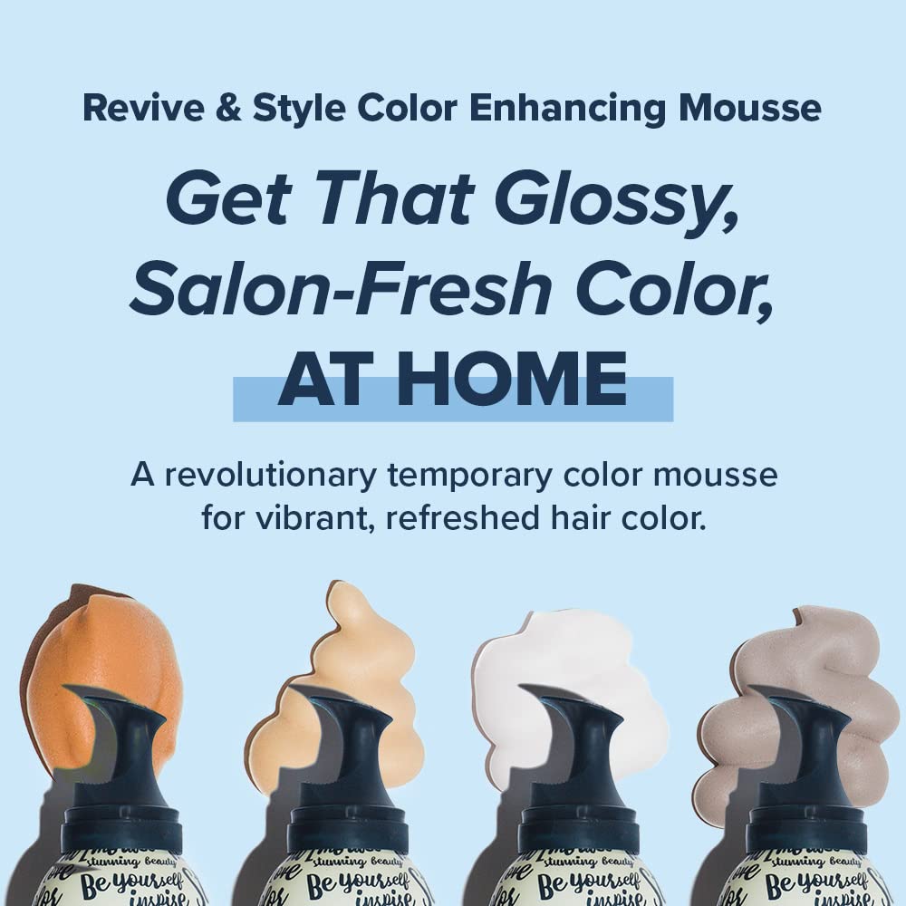 Truhair Revive and Style mousse being dispensed for quick color touch-ups.