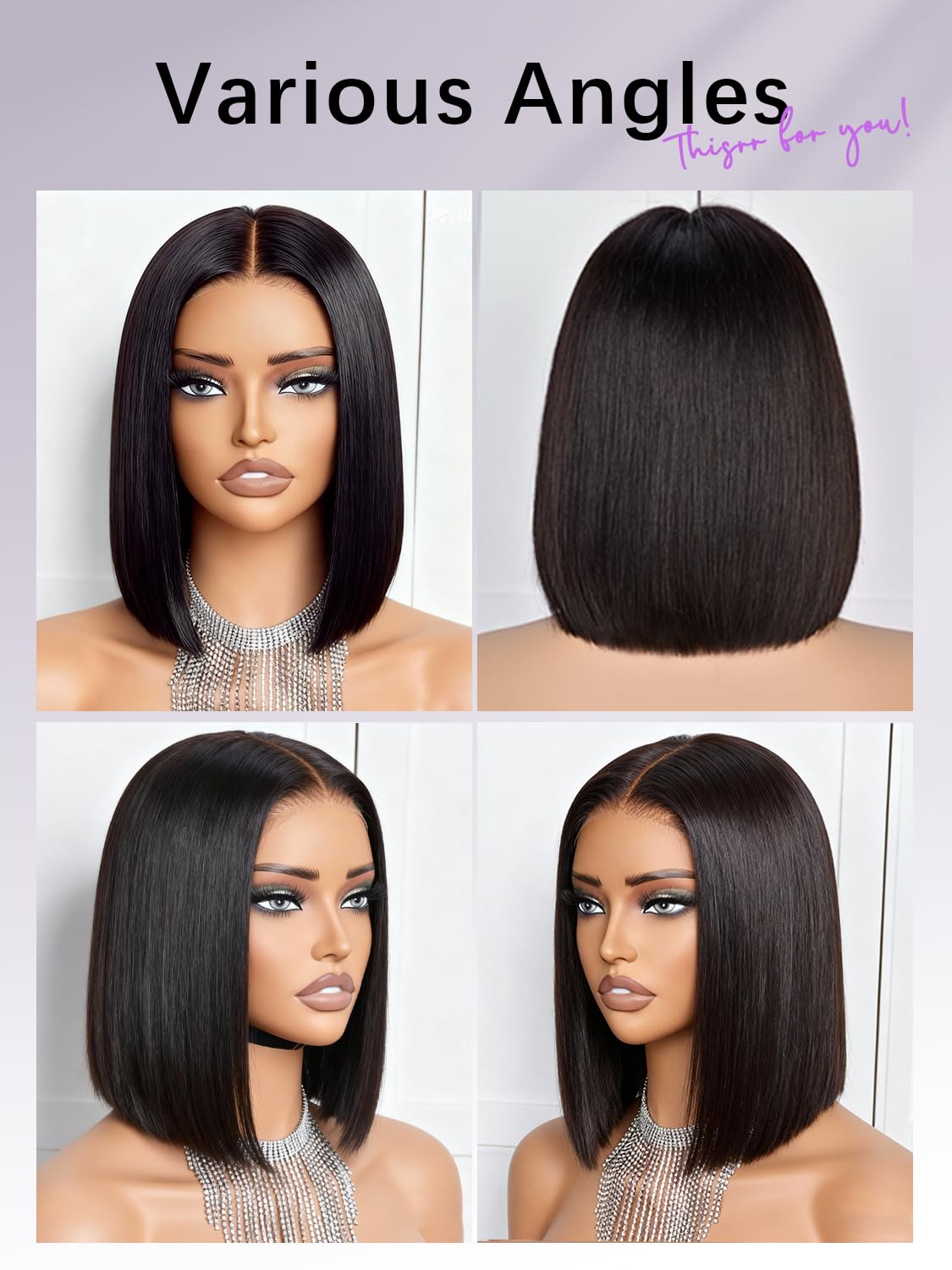 TruhLius bob wig 13x4 lace front HD detail for versatile parting.