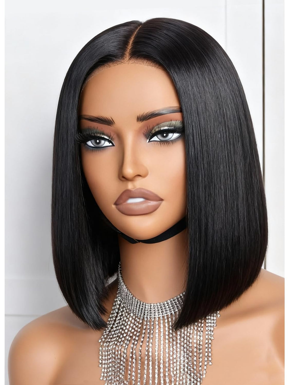 TruhLius bob wig front view with natural straight hair for everyday wear.