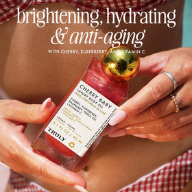 Truly Cherry Baby Oil ingredients closeup highlighting antioxidant nourishment