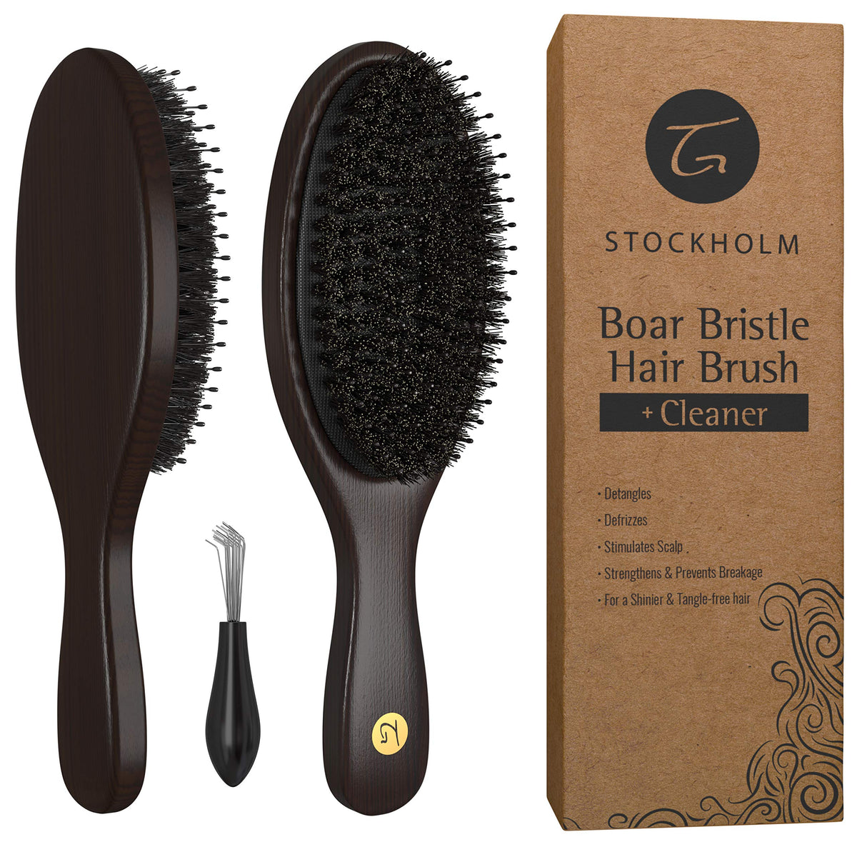 TRULY GENUINE STOCKHOLM hair brush mixed bristles for effortless detangling and frizz control