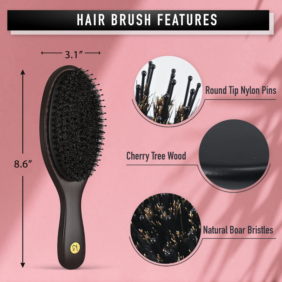 TRULY GENUINE STOCKHOLM hair brush wooden handle provides ergonomic daily grooming