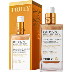 Truly Sun Drops bronze bottle gleams with a lightweight radiant glow for all skin tones.