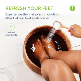 Truremedy Naturals foot soak close-up showing tea tree oil for cleansing and cooling.