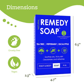 Truremedy Naturals Tea Tree Soap Bar Fresh Scent emphasizes revitalizing aroma for everyday energy.
