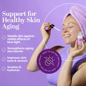 TruSkin Longevity Bakuchiol Serum dropper dispensing a small amount of serum.